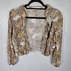Novella Royale Peach Geo Paisley Cardigan Size M